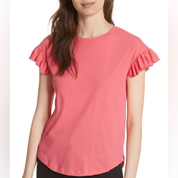 Kate Spade New York Ruffle Sleeve Tee in Peach Sherbet XL - Picture 1 of 11